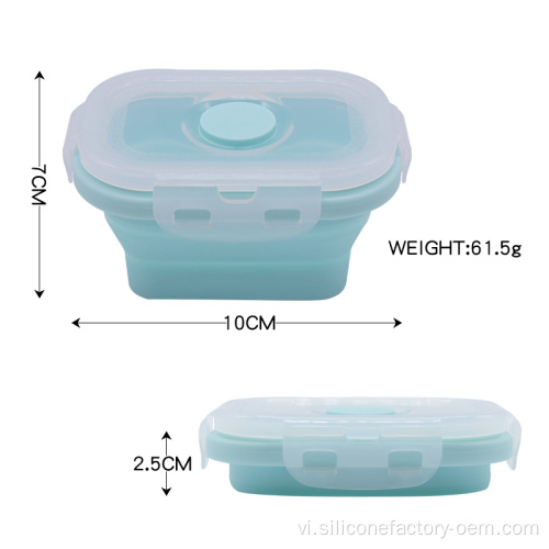 Hộp lưu trữ silicon có thể thu gọn độ bền thực phẩm